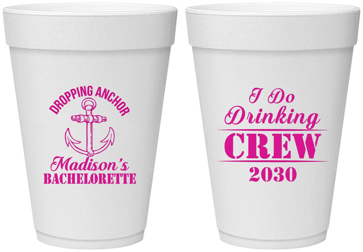 Personalized Bachelorette 16 oz Foam Cups - I Do Drinking Team | 60038