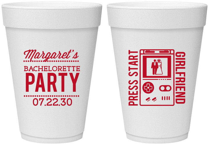 Personalized Bachelorette 16 oz Foam Cups - Video Games | 60039