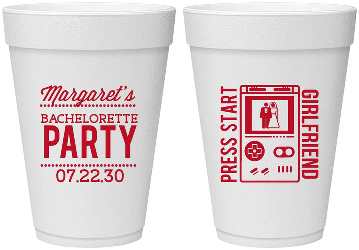 Personalized Bachelorette 16 oz Foam Cups - Video Games | 60039