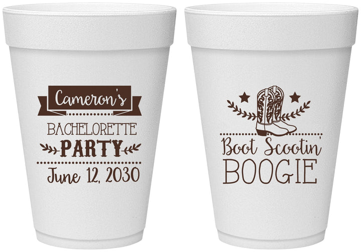Personalized Bachelorette 16 oz Foam Cups - Cowgirl | 60040