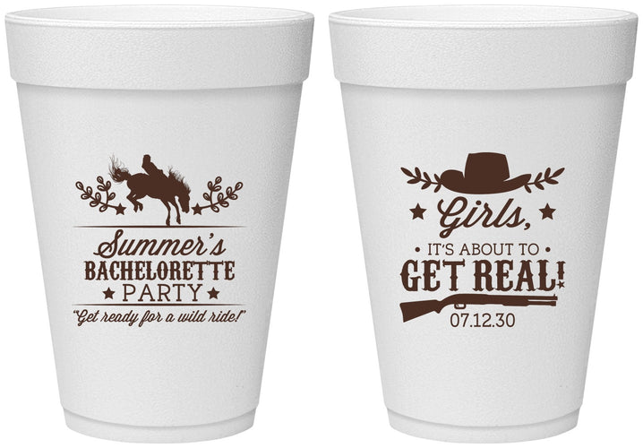 Personalized Bachelorette 16 oz Foam Cups - Its About To Get Real | 60043