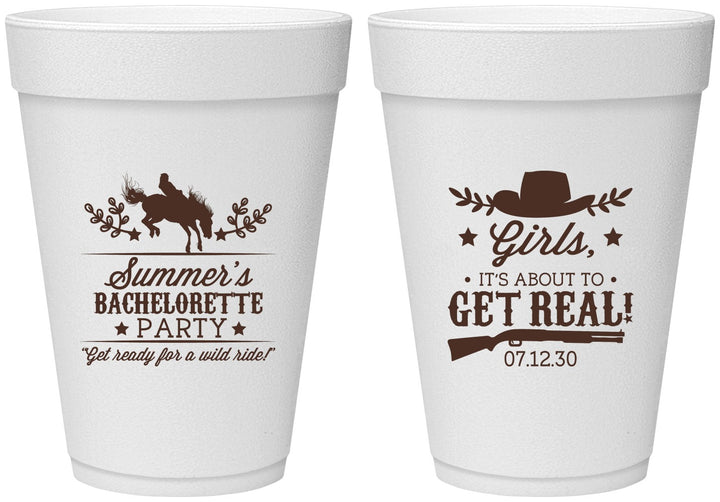 Personalized Bachelorette 16 oz Foam Cups - Its About To Get Real | 60043
