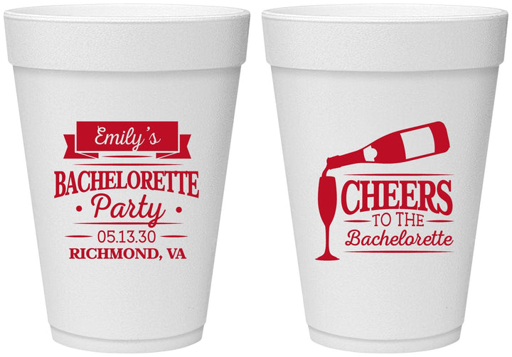 Personalized Bachelorette 16 oz Foam Cups - Cheers | 60052