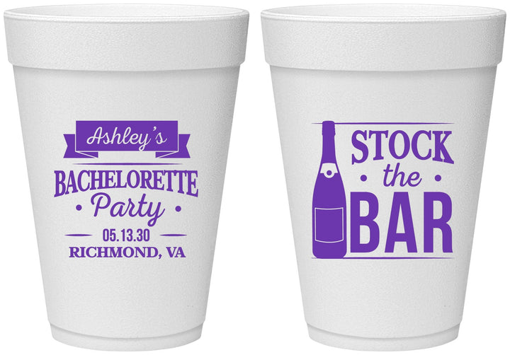 Personalized Bachelorette 16 oz Foam Cups - Stock The Bar | 60053