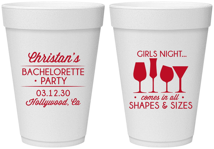 Personalized Bachelorette 16 oz Foam Cups - Girls Night | 60054