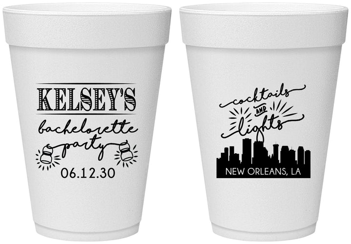 Personalized Bachelorette 16 oz Foam Cups - New Orleans | 60066