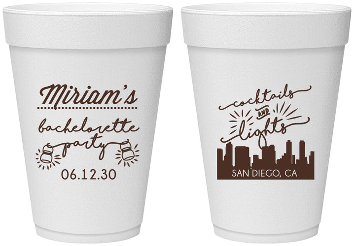 Personalized Bachelorette 16 oz Foam Cups - San Diego | 60067
