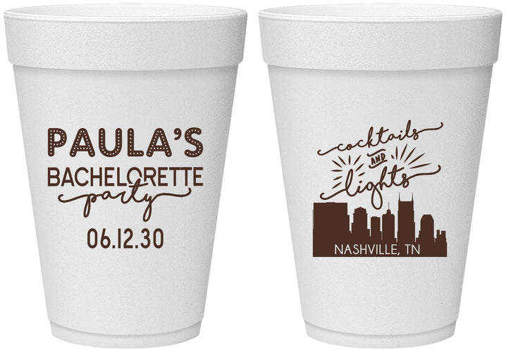 Personalized Bachelorette 16 oz Foam Cups - Nashville | 60068