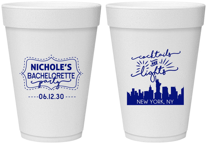 Personalized Bachelorette 16 oz Foam Cups - New York | 60069