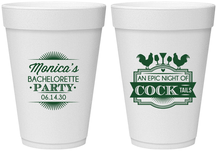 Personalized Bachelorette 16 oz Foam Cups - Epic Night Of Cocktails | 60071