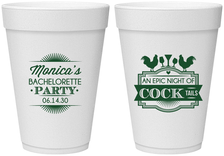 Personalized Bachelorette 16 oz Foam Cups - Epic Night Of Cocktails | 60071