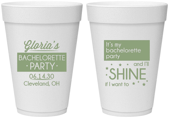 Personalized Bachelorette 16 oz Foam Cups - Shine | 60080