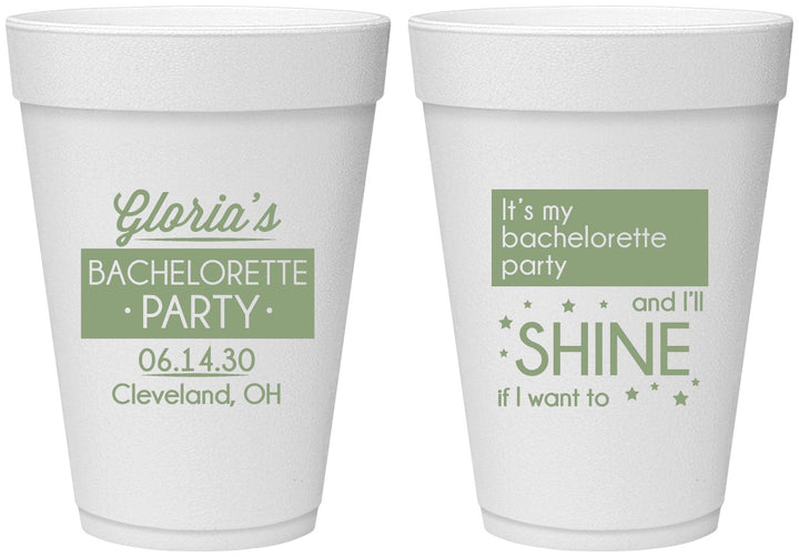 Personalized Bachelorette 16 oz Foam Cups - Shine | 60080