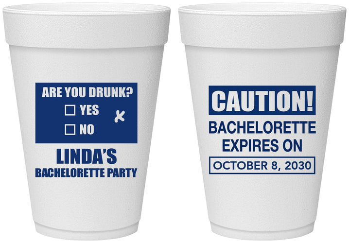 Personalized Bachelorette 16 oz Foam Cups - Caution | 60082
