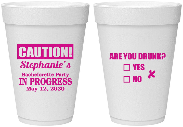 Personalized Bachelorette 16 oz Foam Cups - Drunk Yes Or No | 60083