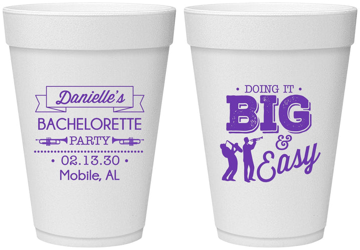Personalized Bachelorette 16 oz Foam Cups - New Orleans | 60084