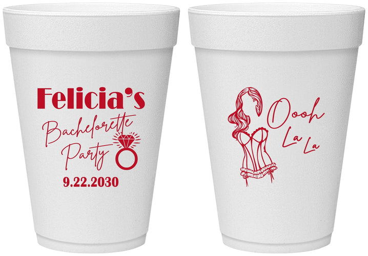 Personalized Bachelorette 16 oz Foam Cups - Paris | 60090
