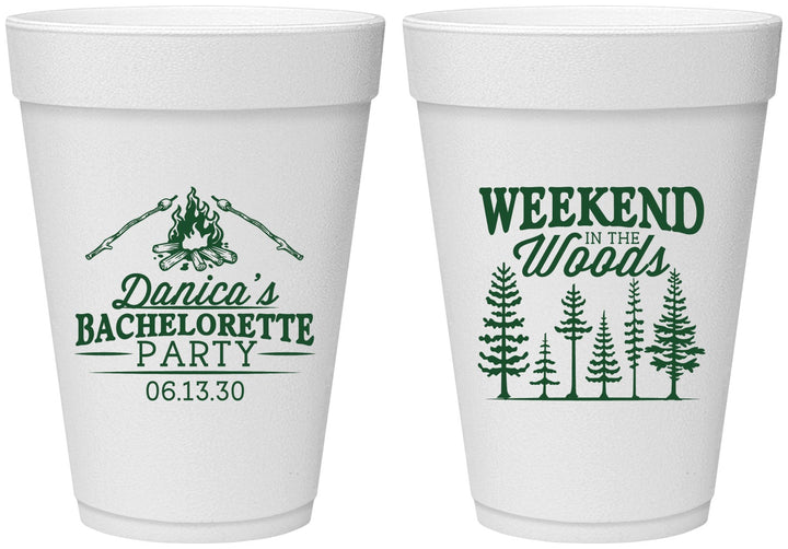 Personalized Bachelorette 16 oz Foam Cups - Camping | 60094