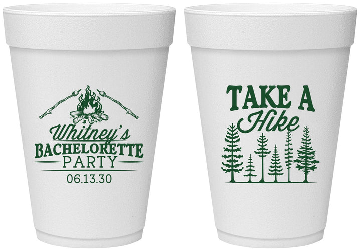 Personalized Bachelorette 16 oz Foam Cups - Camping | 60098