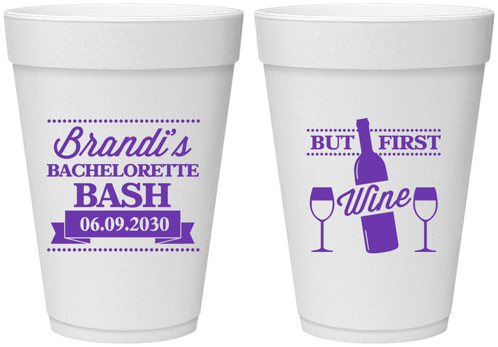 Personalized Bachelorette 16 oz Foam Cups - Wine | 60099