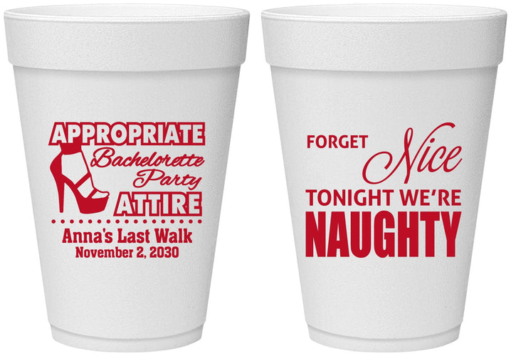 Personalized Bachelorette 16 oz Foam Cups - Nice Tonight Naughty | 60112