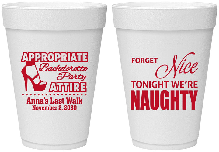 Personalized Bachelorette 16 oz Foam Cups - Nice Tonight Naughty | 60112
