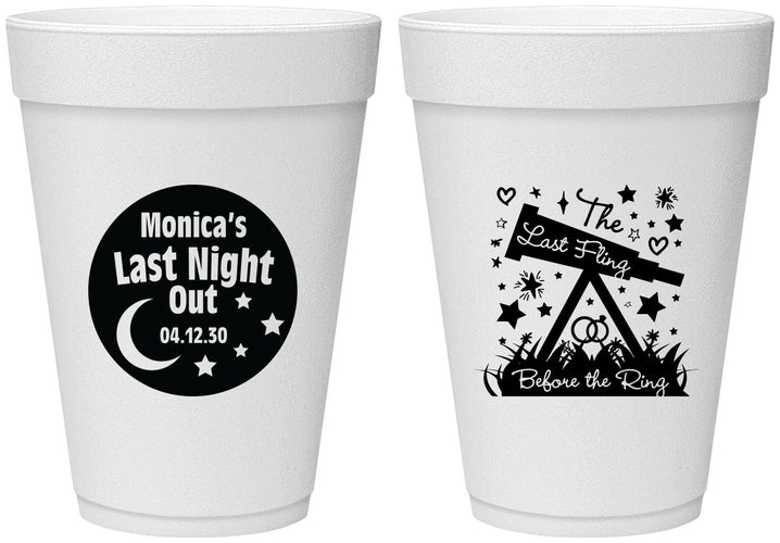 Personalized Bachelorette 16 oz Foam Cups - Last Fling Before Rings | 60113