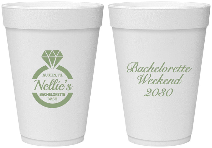 Personalized Bachelorette 16 oz Foam Cups - Ring | 60115
