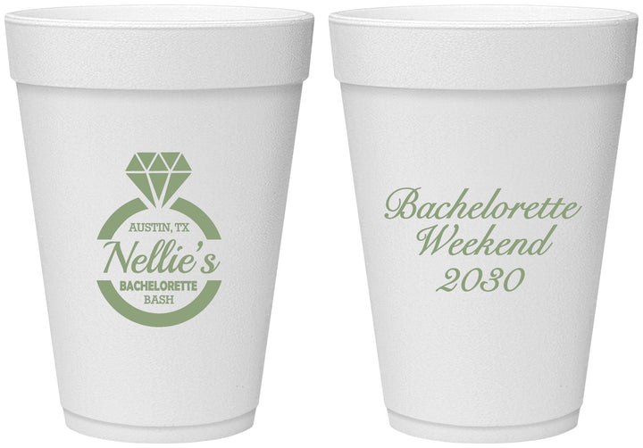 Personalized Bachelorette 16 oz Foam Cups - Ring | 60115