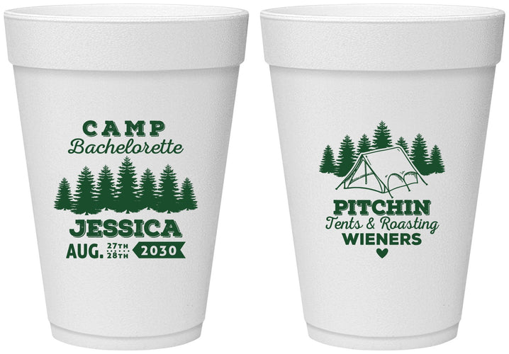 Personalized Bachelorette 16 oz Foam Cups - Camping | 60124