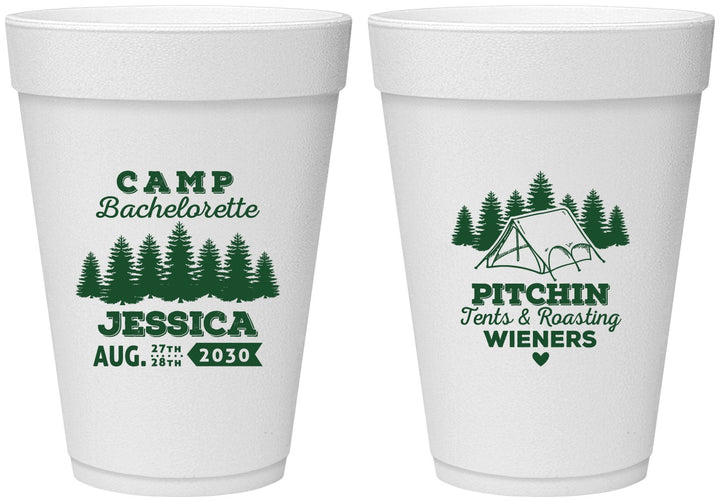 Personalized Bachelorette 16 oz Foam Cups - Camping | 60124
