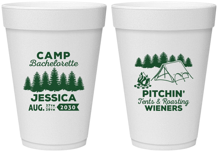 Personalized Bachelorette 16 oz Foam Cups - Camping | 60125