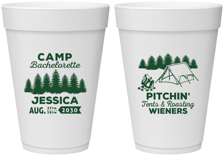 Personalized Bachelorette 16 oz Foam Cups - Camping | 60125
