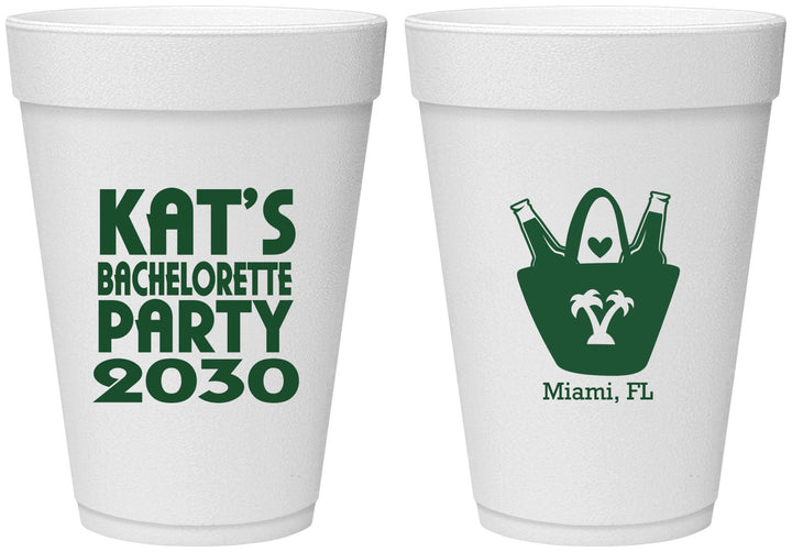 Personalized Bachelorette 16 oz Foam Cups - Beach | 60126