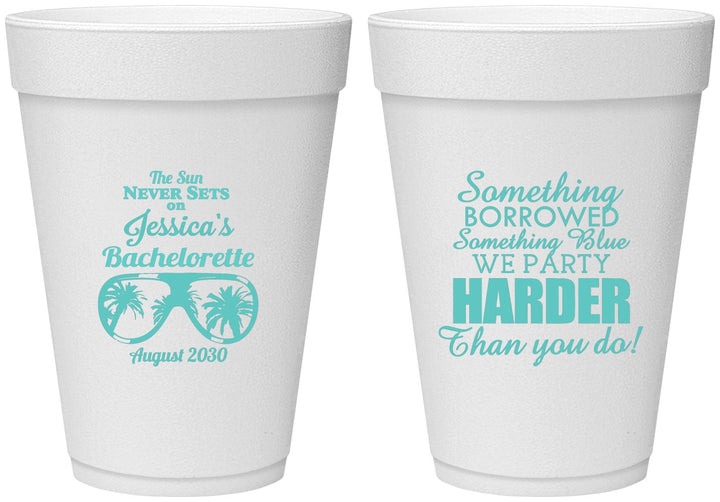 Personalized Bachelorette 16 oz Foam Cups - Something Borrowed | 60132