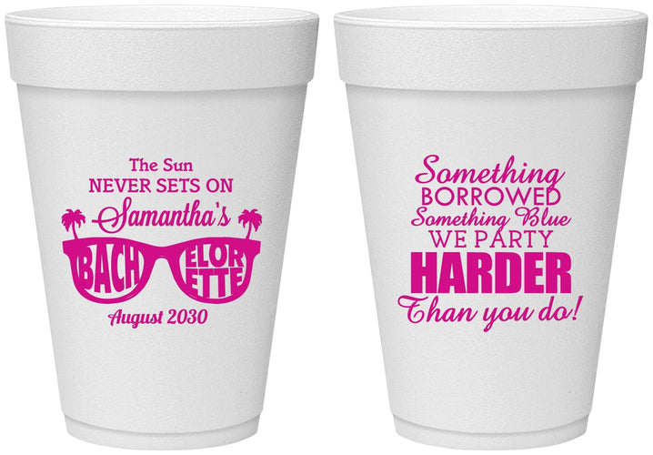 Personalized Bachelorette 16 oz Foam Cups - Something Borrowed | 60133