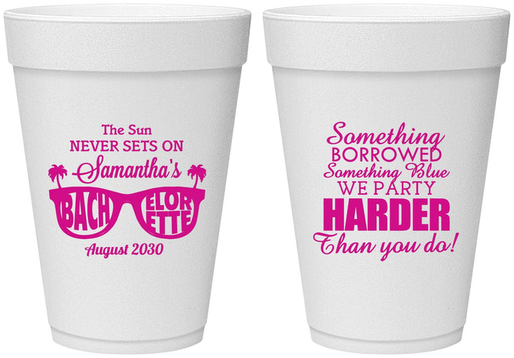 Personalized Bachelorette 16 oz Foam Cups - Something Borrowed | 60133