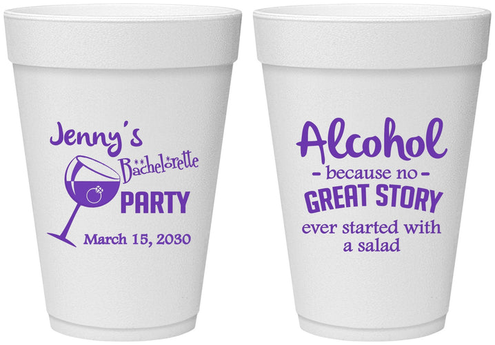 Personalized Bachelorette 16 oz Foam Cups - Alcohol | 60138