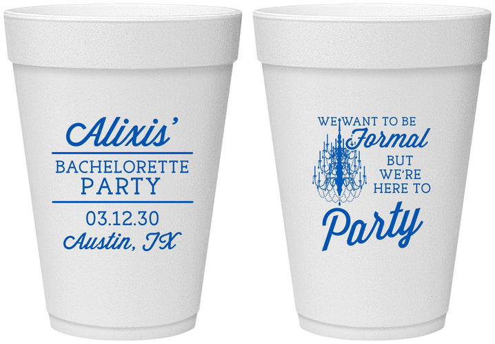 Personalized Bachelorette 16 oz Foam Cups - Formal Party | 60145