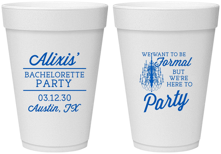 Personalized Bachelorette 16 oz Foam Cups - Formal Party | 60145