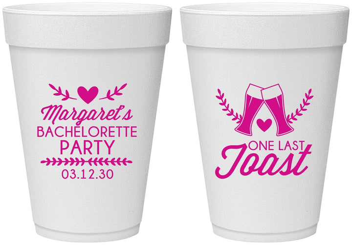 Personalized Bachelorette 16 oz Foam Cups - One Last Toast | 60147
