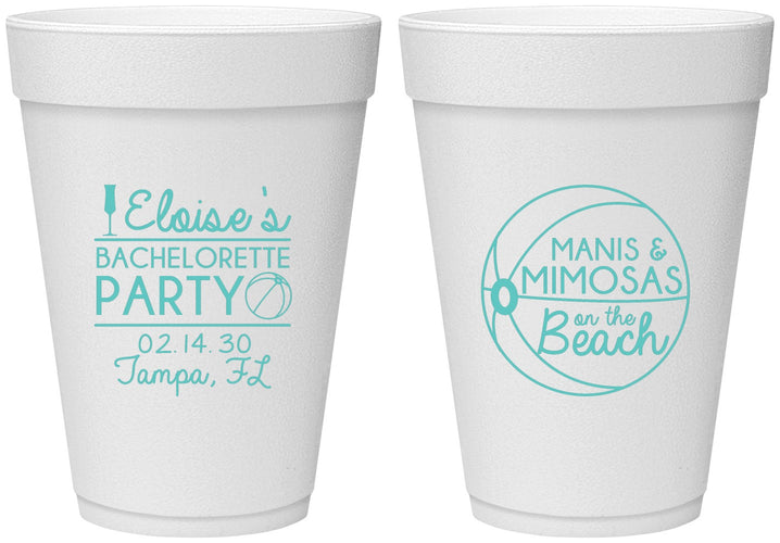 Personalized Bachelorette 16 oz Foam Cups - Manis Mimosas | 60149