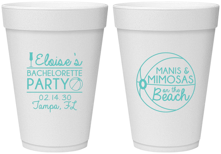 Personalized Bachelorette 16 oz Foam Cups - Manis Mimosas | 60149