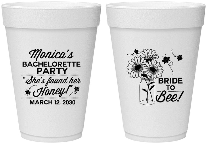 Personalized Bachelorette 16 oz Foam Cups - Bride To Bee | 60152