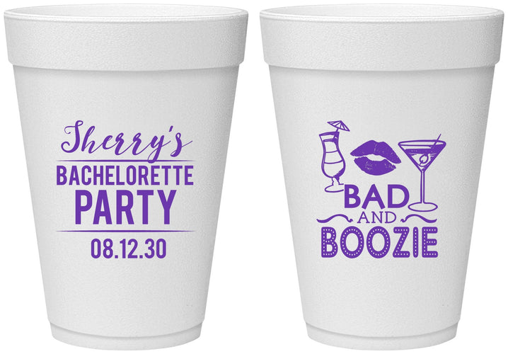 Personalized Bachelorette 16 oz Foam Cups - Bad And Boozie | 60156