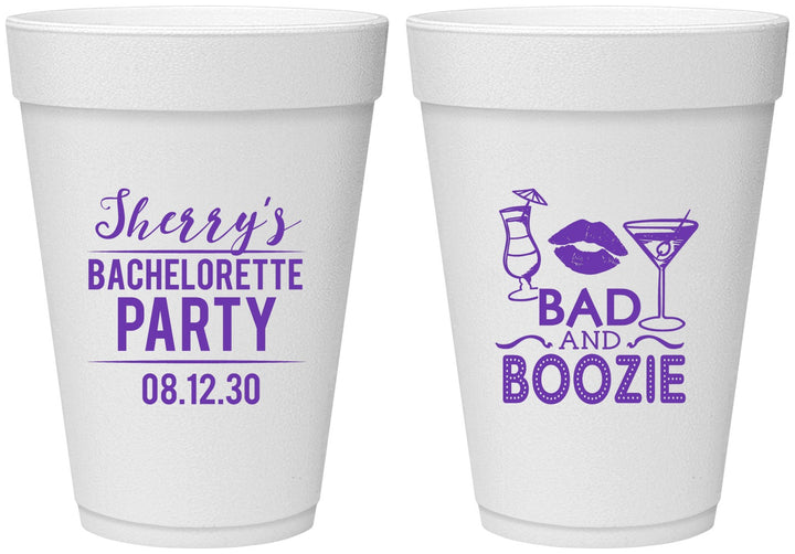 Personalized Bachelorette 16 oz Foam Cups - Bad And Boozie | 60156