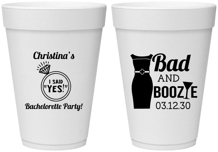 Personalized Bachelorette 16 oz Foam Cups - Bad And Boozie | 60157