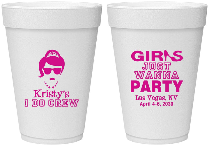 Personalized Bachelorette 16 oz Foam Cups - Girls Just Wanna Party | 60158