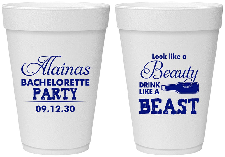 Personalized Bachelorette 16 oz Foam Cups - Beauty Beast | 60161
