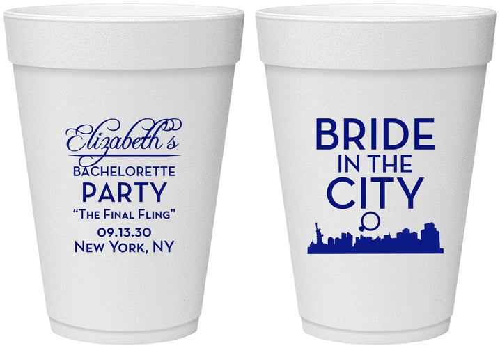 Personalized Bachelorette 16 oz Foam Cups - New York | 60162